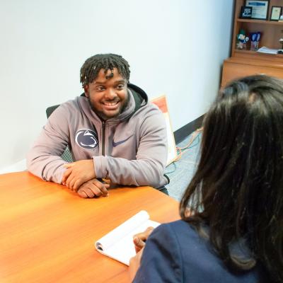 Student meeting in the Diversity and Inclusion office.